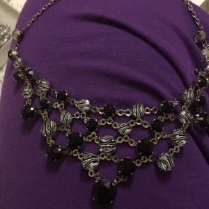 Silver and black necklace